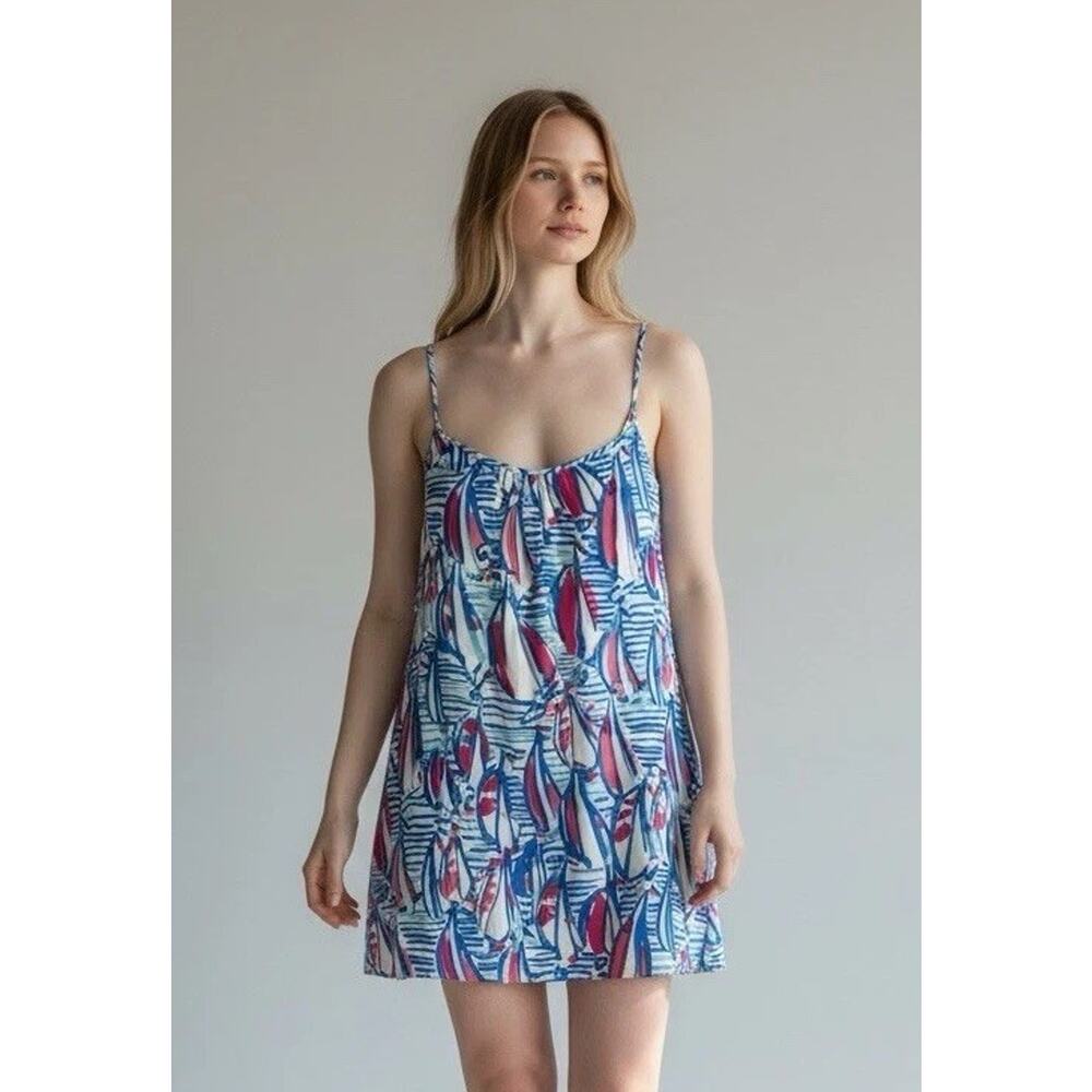 Lilly Pulitzer Red Right Return Sailboat Spaghetti Strap Dress Size M